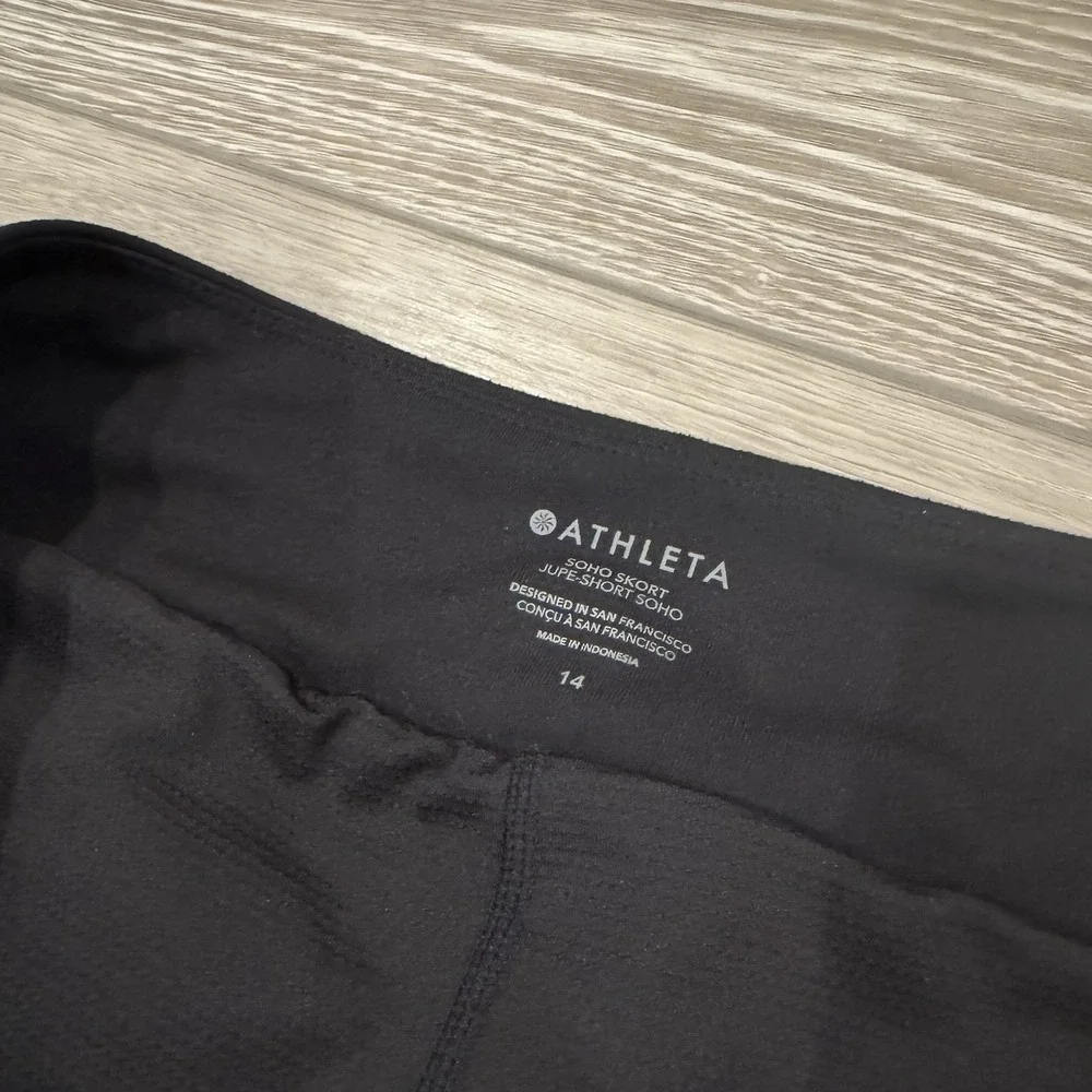 Athleta Soho‎ Skort Black Size 14 Built In Shorts Tennis Golf Athleisure Stretch